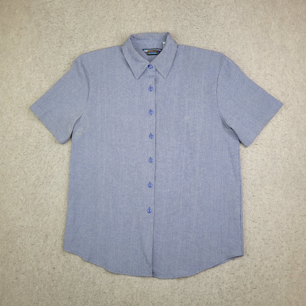 Shaver Lake Shirt Shoulder Pads Mens M Blue‎ Short Sleeve Button Up